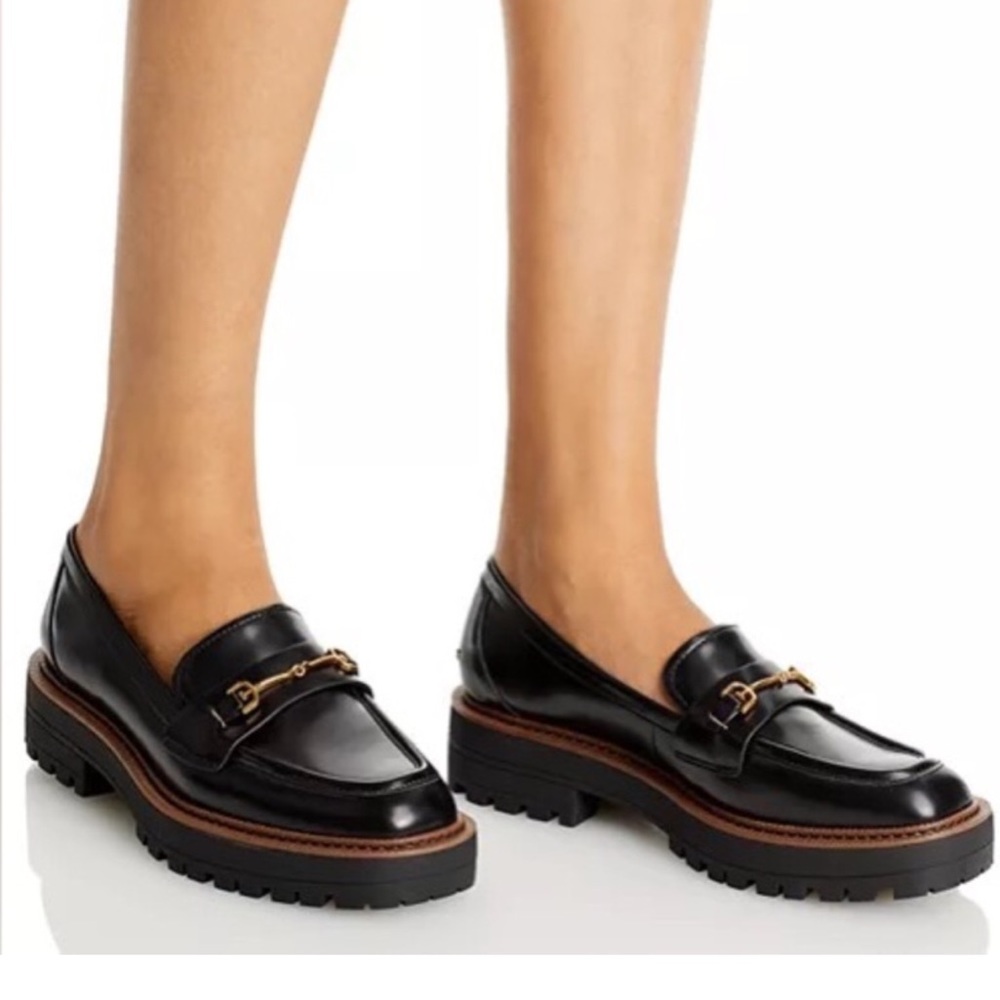 Sam Edelman Black Loafers with Gold Accent